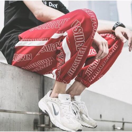 Summer personality fashion loose pants mens feet trousers pantalones hombre cargo letter harem pants for men pantalon homme