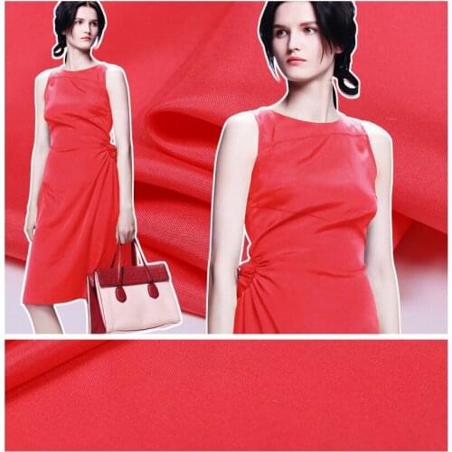 Fresh watermelon red color silk fabric advanced silkworm silk fabric silk double Palace meager skinny cloth