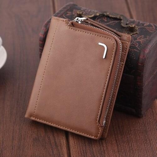 Vintage Leather Men Wallets Small Purse Luxury Male Clutch Zipper Wallet High Quality Male Card Holder Wallet Slim Short Wallet
