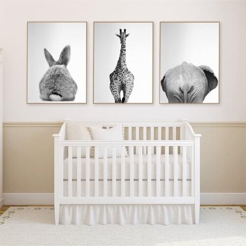 Animals Butt Posters Art Prints Funny Bathroom Wall Art Decor Woodland Elephant Zebra Giraffe Canvas Painting Wall Art Pictures