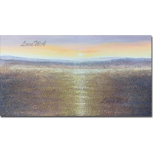 100% Hand Painted Heavy Textured Paintings Acrylic Wall Hangings Art Sea Sunset Scenery Oil Painting Living Room Decor Showpiece