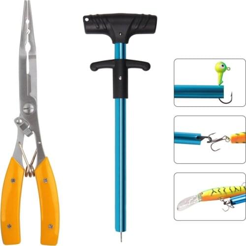 2pcs Stainless steel Fish use scirssor Aluminum Tube fishing hook remover multifunction fishing plier Hook Extractor tackle kit