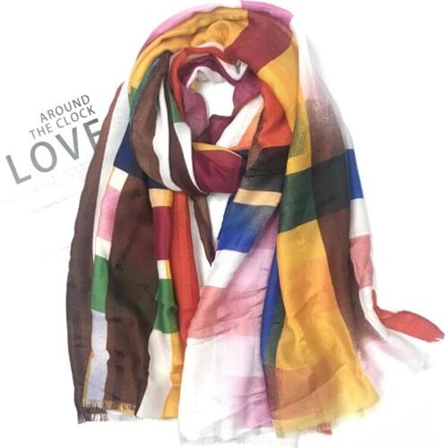 2021 Fashion Plaid Pattern Geo Cotton Scarf Shawls Wraps Hijabs 6Colors 10pcs/lot