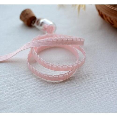 4 Meters Pink Floral Lace Trim Handmade DIY Elastic Lace Ribbon Scrapbooking Crafts Sewing DIY Accessories
