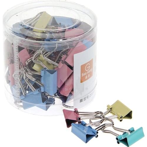 60Pcs Colorful Metal Binder Clips File Paper Clip Office Supplies 15mm Width Y3NC