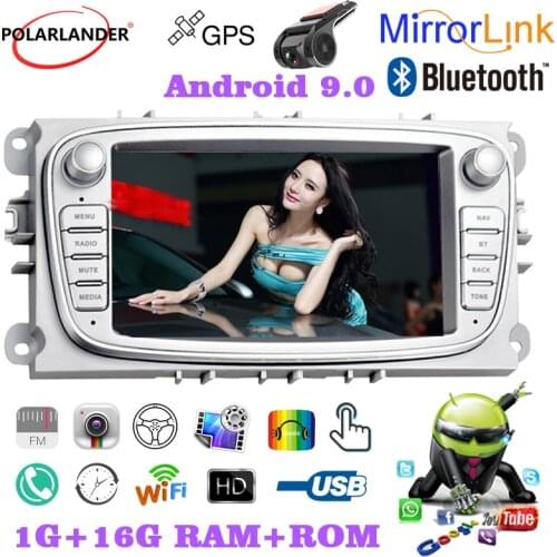 7 Inch 2 Din Capacitive Touch Car Radio GPS WiFi Android 9.0 MP5 Dual Ingot Android Mirror Link Silver Dual USB iOS Airplay