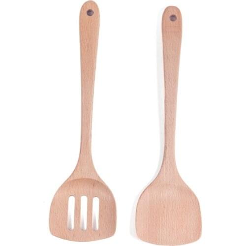 Long Handle Wooden Turners Non-Stick Kitchen Utensils Fried Turners Spatula Varnish Heat Resistant Kitchen Cooking Gadgets