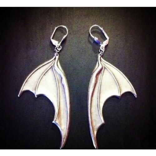 Antique Silver Color Bat Wing Earrings,Bat 2 Sided Earrings,Halloween Earrings Jewelry,Gothic Earrings,Vampire Bat Jewelry
