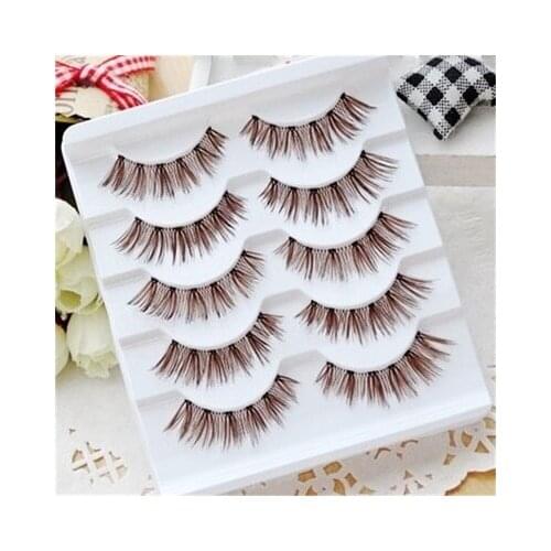 Free Shipping 5 pair/set natural long thick charming false Eyelash brown colour