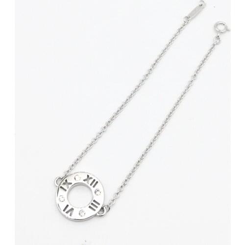 Ms S925 pure silver circular hollow out classical Roman numerals inlay zircon bracelets lovers fashion jewelry gifts