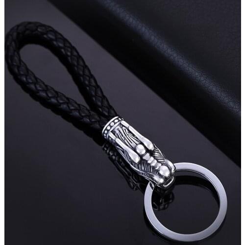 Jobon Luxury Men Keychain 925 Silver Classic Car Key Chain Dragon Shape Bag Pendant for Key Ring Holders Best Gift Fine Jewelry