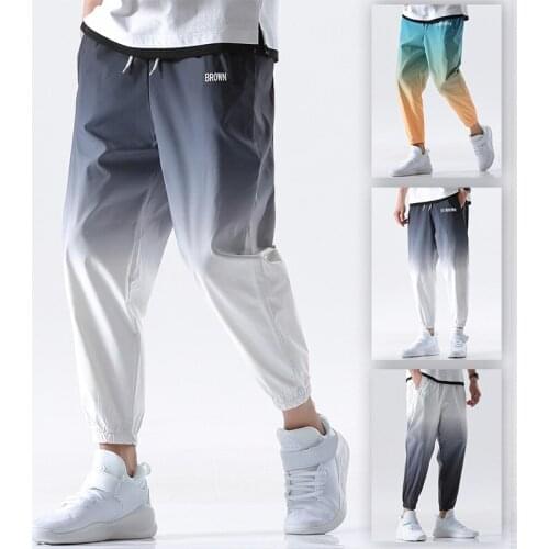 Mens Pants Joggers Streetwear Loose Ankle length Trousers Elastic Waist 2020 Summer New Male Casual Sport Hip Hop Sweatpants