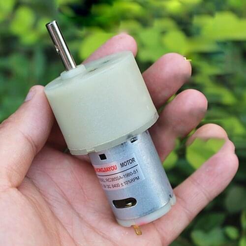 DC 5V-12V Micro Permanent Magnet 385 Gear Motor Carbon Brush CW CCW 25-60rpm Adjustable Slow Speed Gearbox Motor High Torque