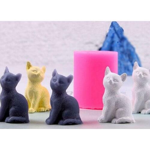 Cat Shape Candle Molds Diy Soap Candle Making Silicone Mold Cake Chocolate Mould Soap Plaster Mold Cake Decorating Tools