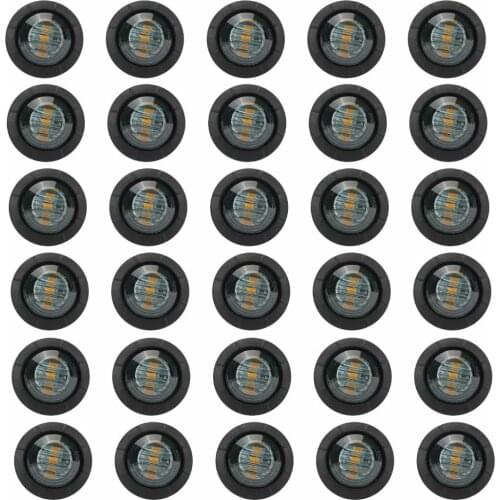 Fuleem 30PCS Smoked Amber 3/4" Bullet Round LED Side Marker Lights For Truck Boat SUV ATV