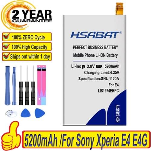 HSABAT LIS1574ERPC 5000mAh Battery Use for Sony Xperia E4 E4G E2003 E2033 E2105 E2104 E2115 Batteries