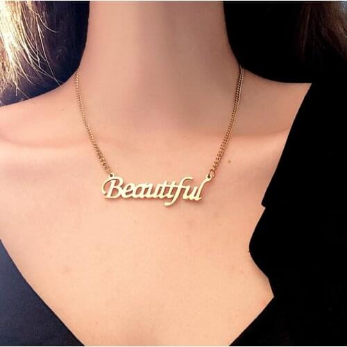 Customized Names Necklaces Stainless Steel Chains NameplateNecklaces Personalized for Women Bijoux Femme