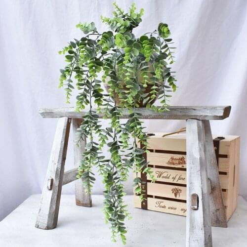 Artificial Plant Wreath Simulation Eucalyptus Money Leaf Garland Vine Wall Hanging Pendants For Wedding Home Decoration Fake Ivy