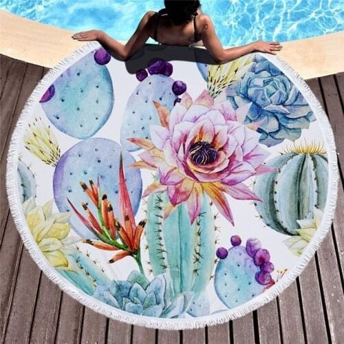 Summer Green Leaves 3D Round Beach Towel With Tassel 150cm Swimming Bath Towel Bikini Cover Up Bedspread Carpet Yoga Picnic Mat