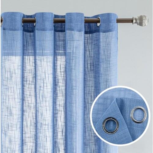 Linen Sheer Curtains for Living Room Bedroom Window Decoration Solid Color Cotton and Linen Tulle Curtains White