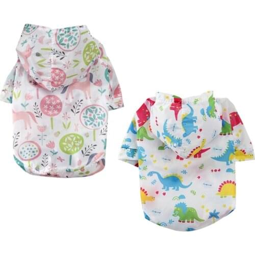 Cute Printed Puppy Dog Clothes Pet Small Dog Spring Summer Sunscreen Clothing Air-condition Apparel breathable Hoodied Coats