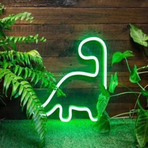 Cute Night Light Neon Dinosaur LED for Birthday Wedding Party Bedroom Wall Hanging Kids Room Home Xmas Decor Lamps