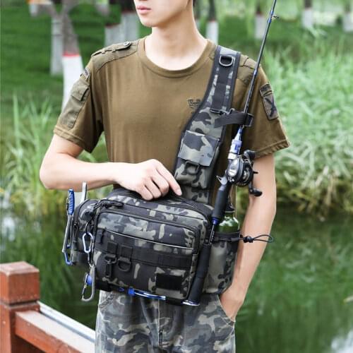 Multifunctional Fishing Bag Tactical Military Molle Shoulder Bag Hunting Camping Waist Pack Fish Tackle Lures Gear Crossbody Bag