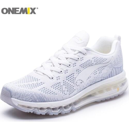 Onemix mens sport air cushion running shoes mens white black sneakers breathable mesh outdoor athletic shoe light male shoes