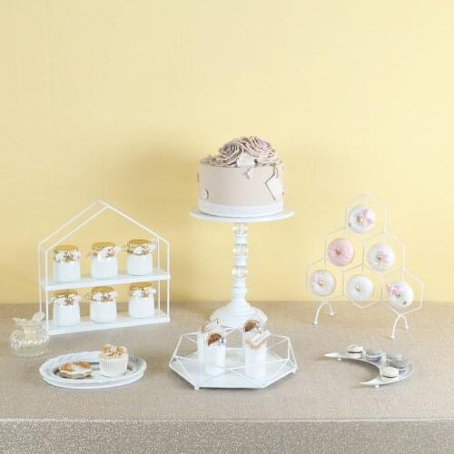White Wedding Cake Stands Set for Party Dessert Decoration Baking Tools Bakeware Cupcake Dnouts Fondant Plates Tableware Tray