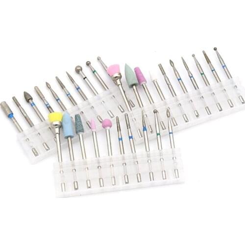 10pcs/set Ceramic Stone Nail Drill Bit Salon File Burr Set Milling Cutter Cleaning Manicure Pedicure for Electric Drill Tool