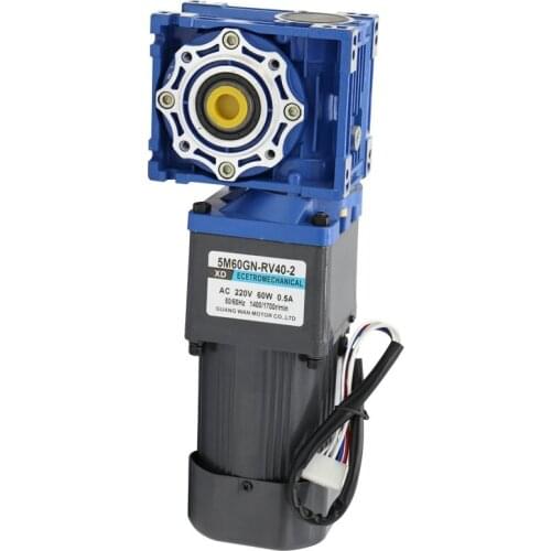 Large Torque Mada 220V AC Machine 60W Slow Motor Low Speed Motor Worm Wheel Worm Motor Retarding Device Geared Motor IE 2 CCC,CE