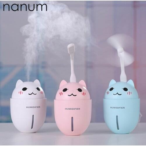 Creative 3 in 1 Y1 Cute Pet Humidifier Essential Oil Diffuser Aroma Lamp LED Night Light USB Fan Aromatherapy Air Freshener Fog