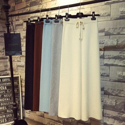 Autumn and winter new style drape high-waist knitted wide-leg pants women loose casual solid color sweater straight pants