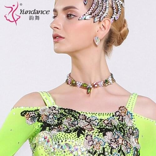 Lady New Rhyme Dance Necklace Female Modern Dance Neckwear Female National Standard Neck Chain Latin Diamond Accessory B-6579