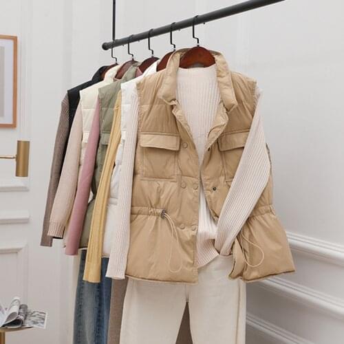 SEDUTMO Winter Fashion Tunic Duck Down Vest Women Short Waistcoat Spring Pocket Casual Slim Parkas ED1478