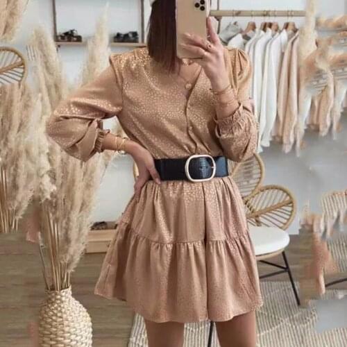 Foridol leopard print gold dress women autumn winter ladies elegant dress button casual long sleeve vintage dress vestidos 2020