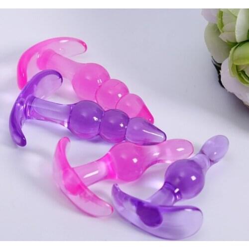Silicone Anal Dildo Vibrator Male Prostate Massager Anal Three Beads Plug G Spot Butt Plug Adult Masturbation Anal Sex Toys