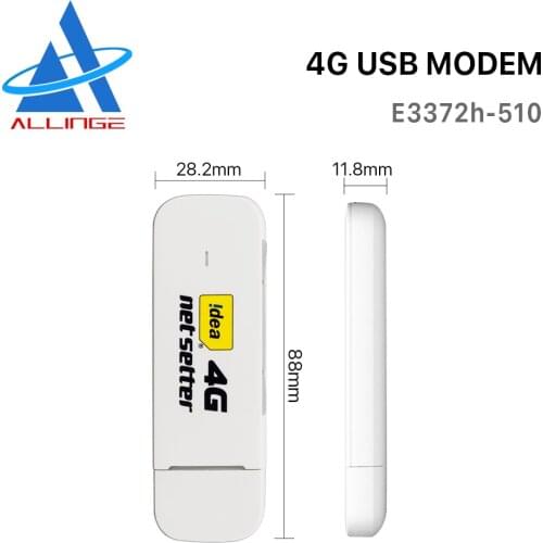 ALLINGE E3372h-510 4G LTE Cat4 150Mbps USB Dongle 4G Mobile Broadband Linux SIM Card Wireless Router Modem Support Antenna Ports