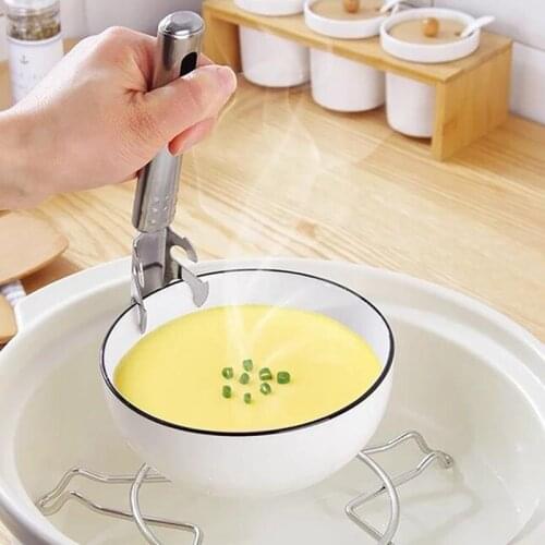 1 Pcs Stainless Steel Bowl Holder Heat Resistant Dish Clamp Pan Gripper Household Non Slip Dish Plate Bowl Clip Kitchen Pot Clip