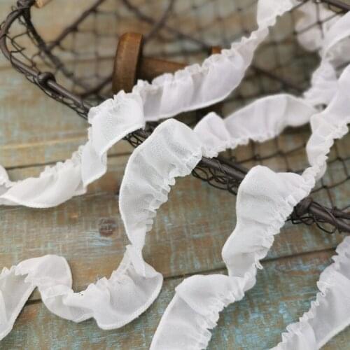 1Yards Pleated White Lace Ribbon Guipure 2.7cm Cotton Lace Material Collar Sewing Supplies Wedding Chiffon Fabric For Dress QP7