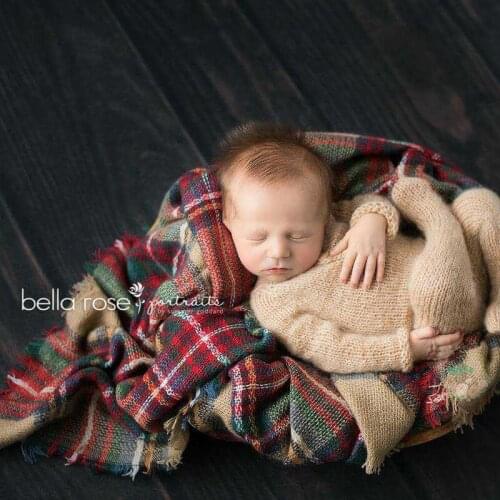 140*140 cm England Lattice Newborn Photography Prop Vintage Neutral Blanke, Photography Basket Soft Laying Filling Bebe Cheese