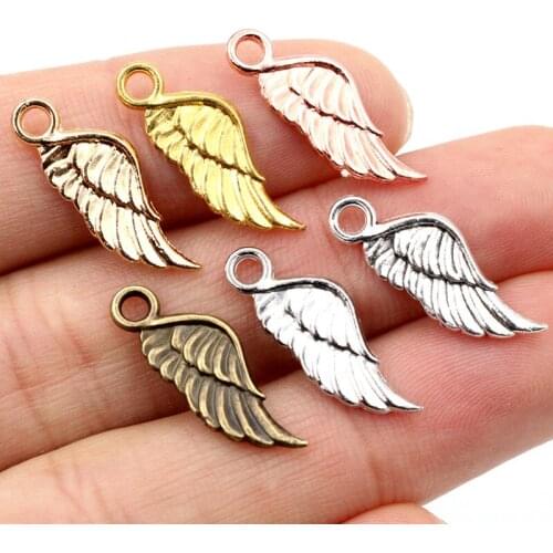 20pcs Charms Angel Wings 21x8mm Tibetan Silver Plated 5 Colors Pendants Antique Jewelry Making DIY Handmade Craft