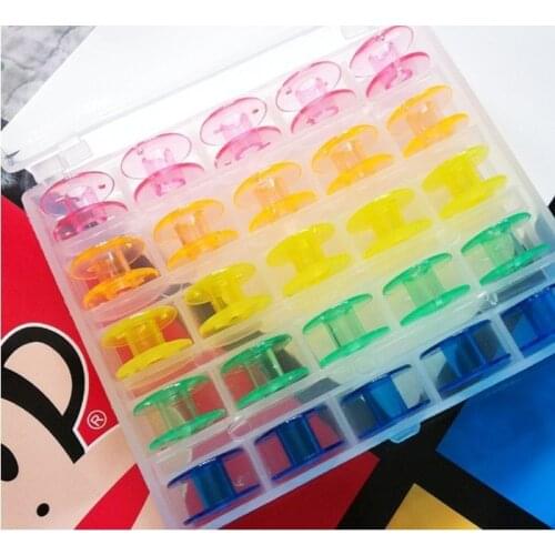 25Pcs Colorful Plastic Empty Bobbins Sewing Machine Spools Case Storage Box for Sewing Machine shopping