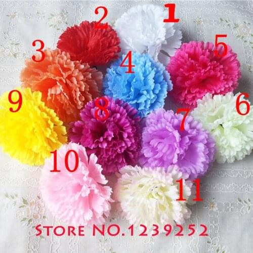 50Pcs/Lots Big 9CM Artificial Carnation Silk Flower Heads Display Decoration For Wedding Party DIY Decorative Flowers Home Decor
