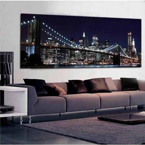5D DIY Diamond Painting Diamond Embroidery New York Brooklyn Bridge Decorative Pictures Rhinestones city night Home Decor C533