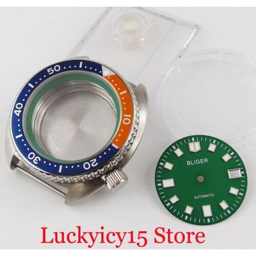 BLIGER Brushed 45mm Automatic Watch Case fit NH35A NH36A Movement Unidirectional Bezel Screwdown Crown