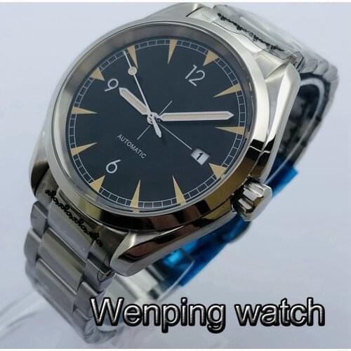 Bliger 40mm Top Luxury Mechanical Watch Silver Case Sapphire Glass Black Sterile Dial NH35 Movement Luminous Automatic Watch