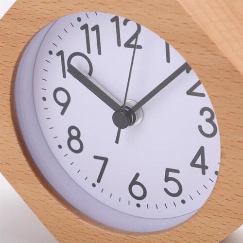 Wooden Analog Alarm Clock Non Ticking Clock with Snooze Button Night Light Gentle Wake Daily Alarms for Child Room