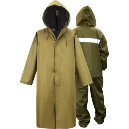 Outdoor Climbing Hiking Long Raincoat Adult Camouflage Rain Coat Pants Set Military Raincoat Poncho Green Rain Jacket Gift