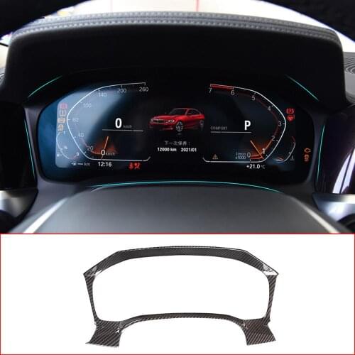 For BMW 3 Series G20 G28 2019-20 ABS Chrome/Carbon Fiber Texture Dashboard Decoration Cover Trim Frame Interior Car Accessories